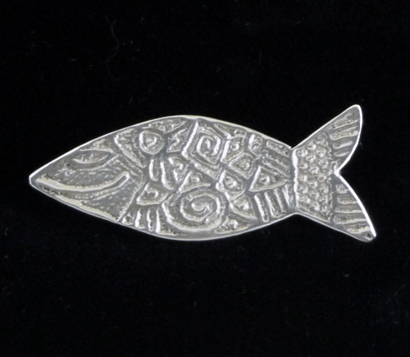 Dancing Circles - Etched Sterling Fish Pin